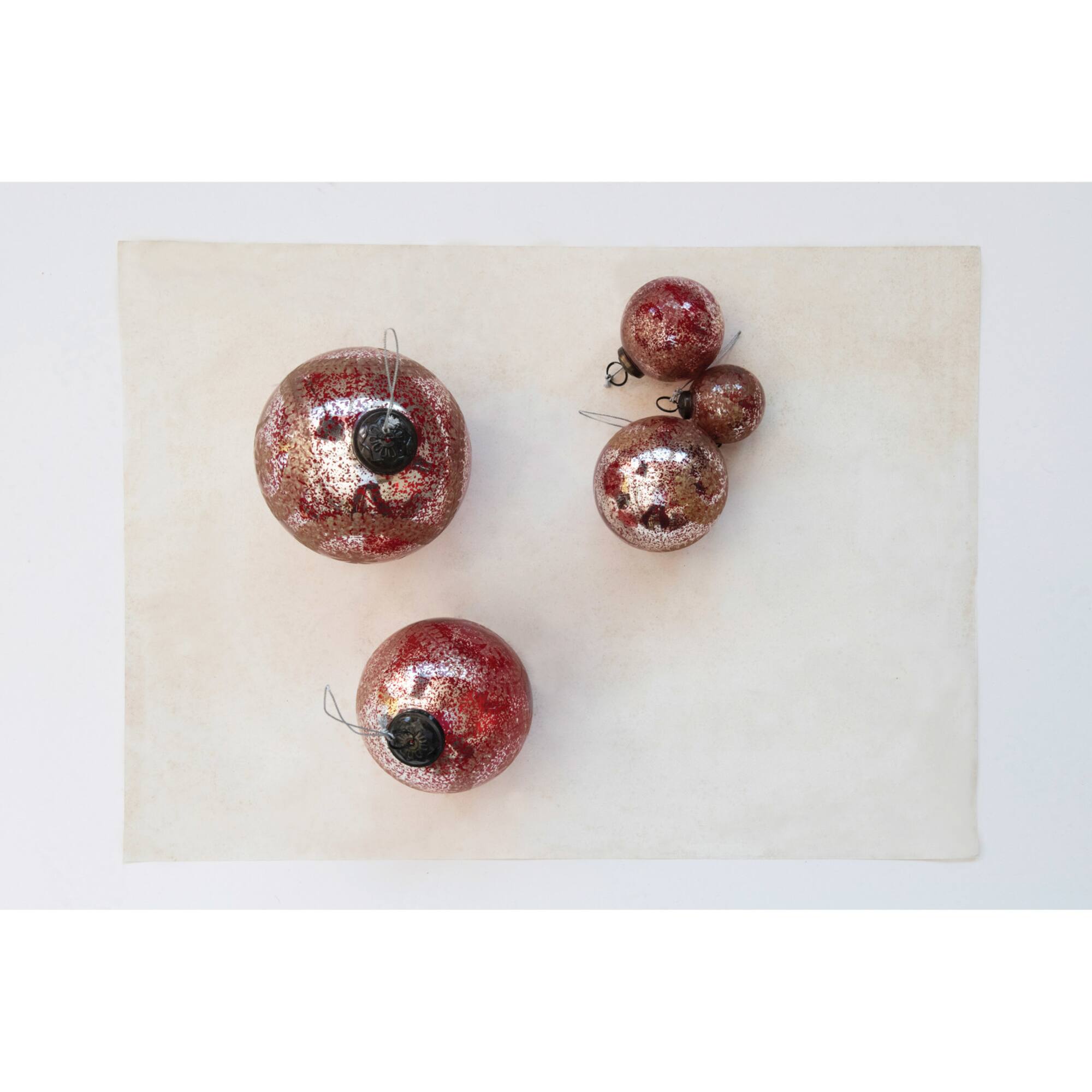 Hello Honey® 5" Red Mercury Glass Ball Ornament with Gold Garland Design
